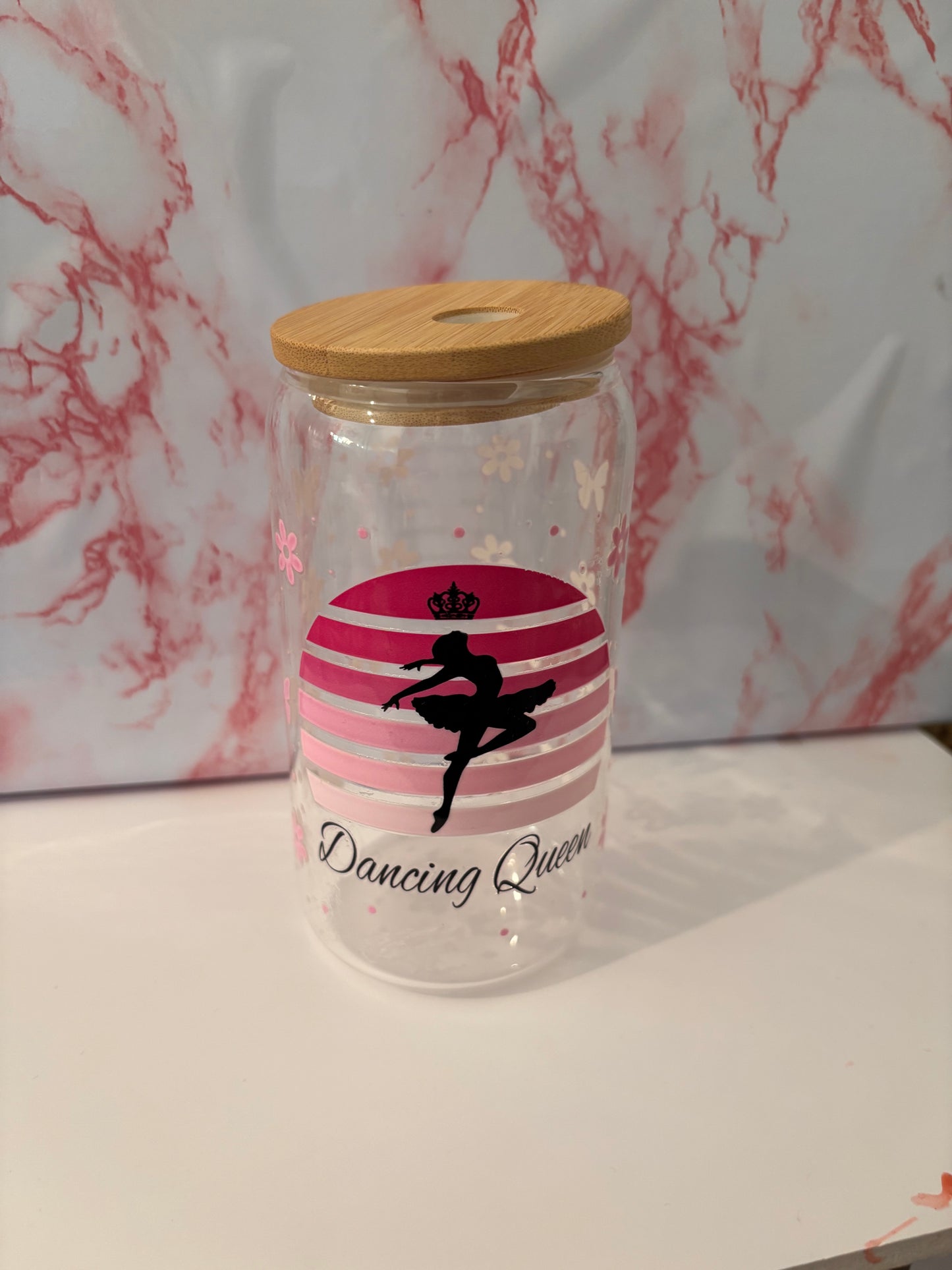 Glass Tumbler & Straw with Dancer Decal