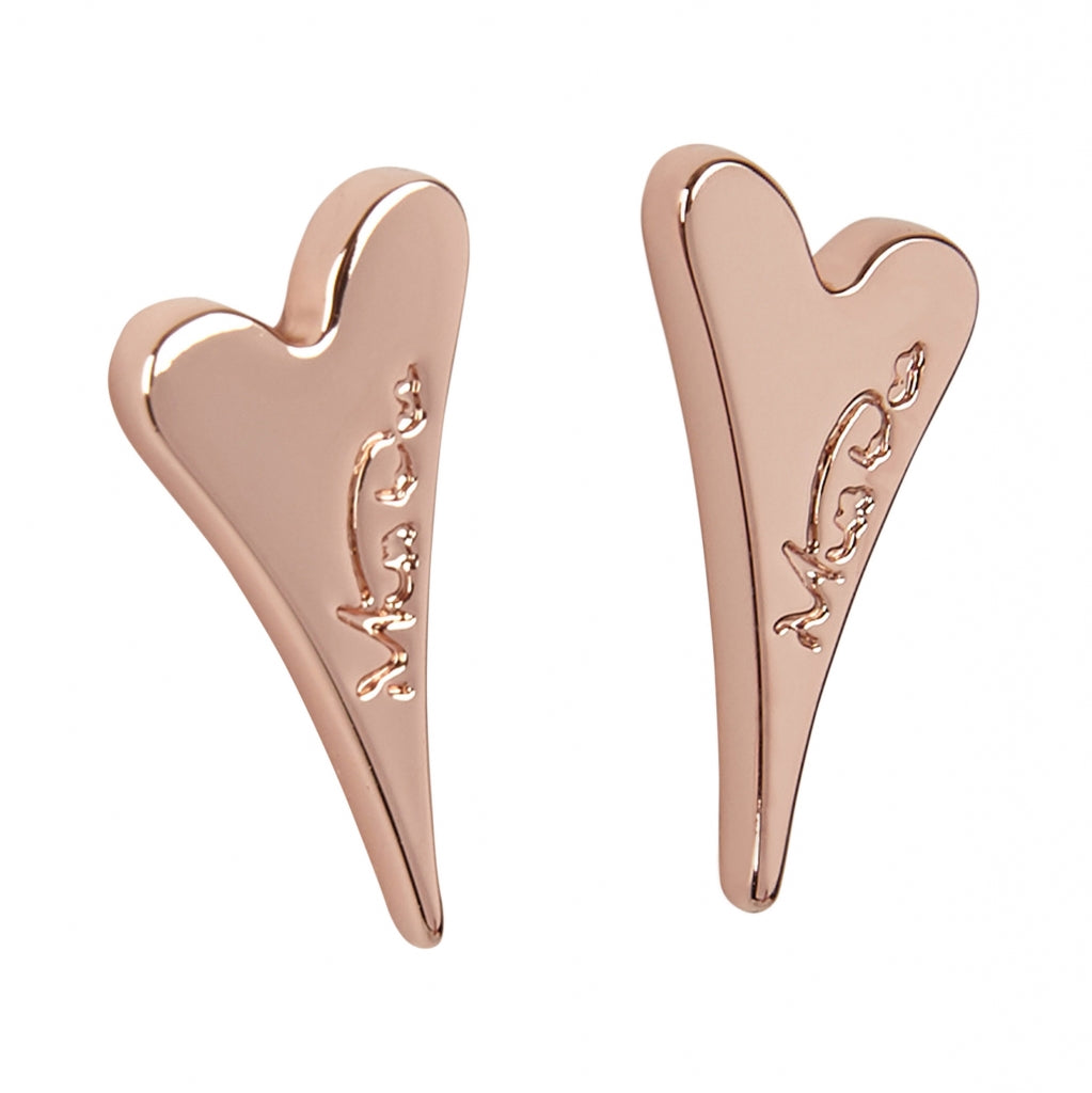 Rose Gold Solid Heart Stud Earrings