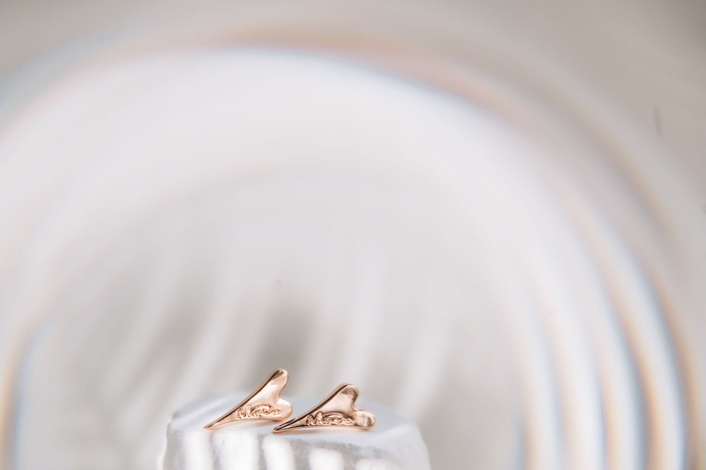 Rose Gold Solid Heart Stud Earrings