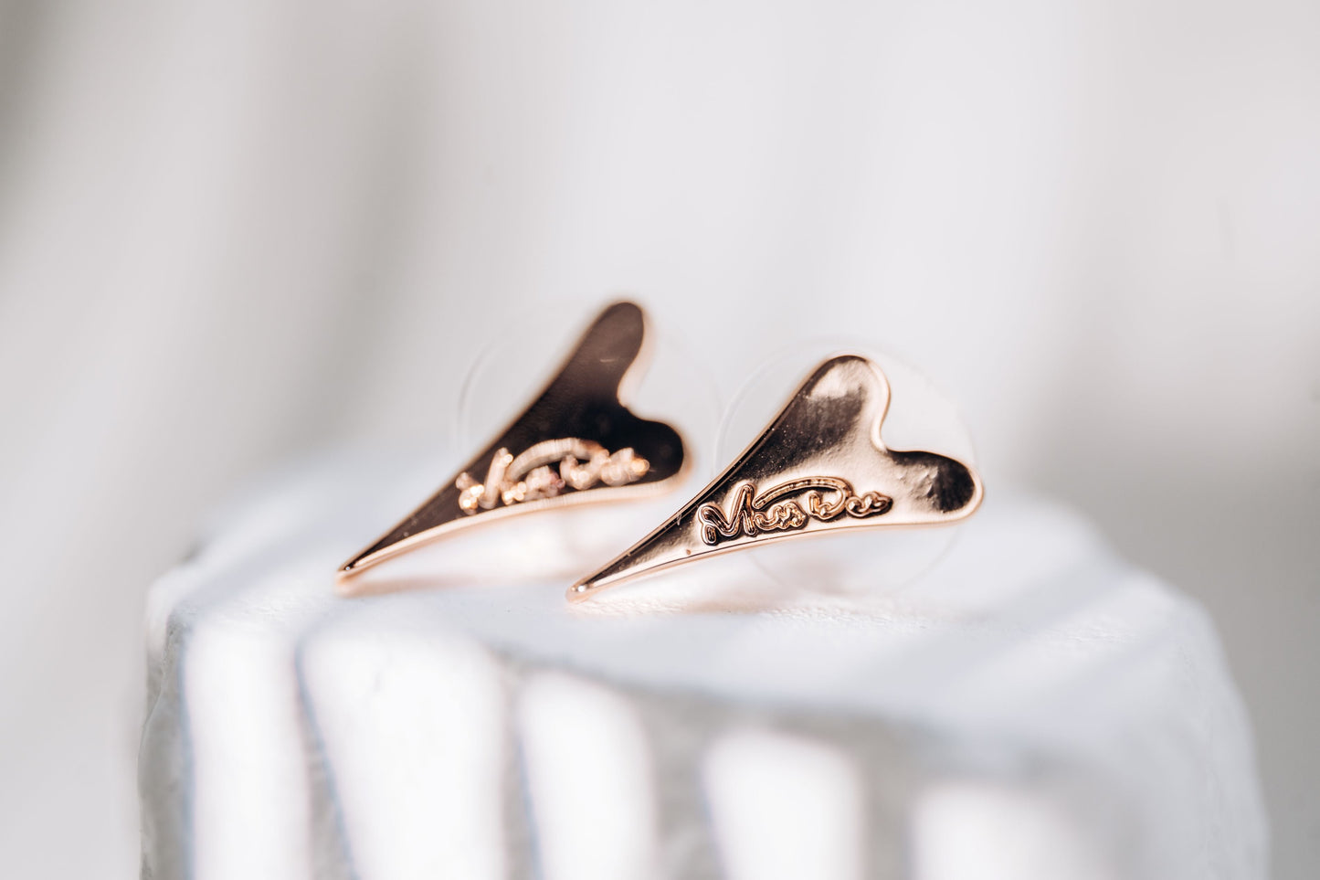 Rose Gold Solid Heart Stud Earrings