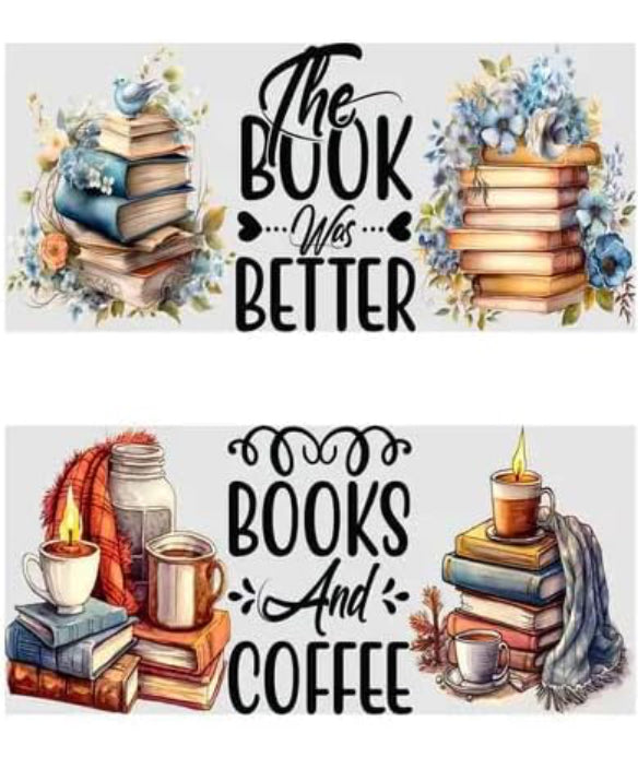 Glass Tumbler with Book Decal