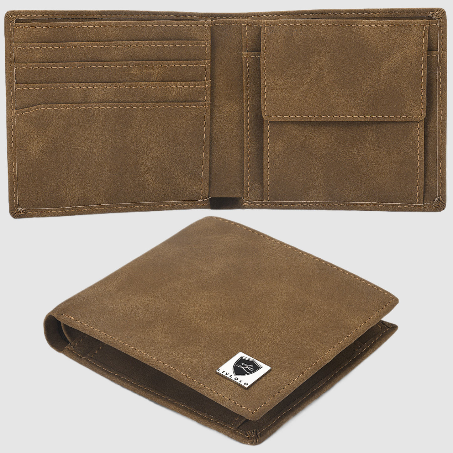 Men's Leather Vegan Wallet | Brown - Tiodhlac Studio