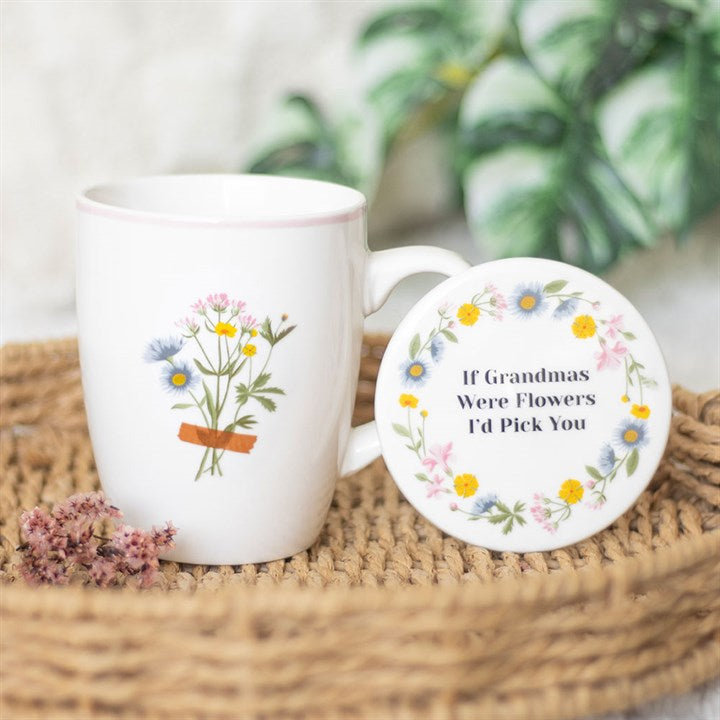 If Grandmas Were Flowers Floral Mug & Coaster Set - Tiodhlac Studio