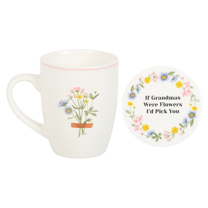 If Grandmas Were Flowers Floral Mug & Coaster Set - Tiodhlac Studio
