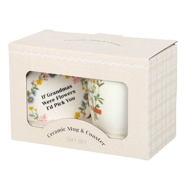 If Grandmas Were Flowers Floral Mug & Coaster Set - Tiodhlac Studio