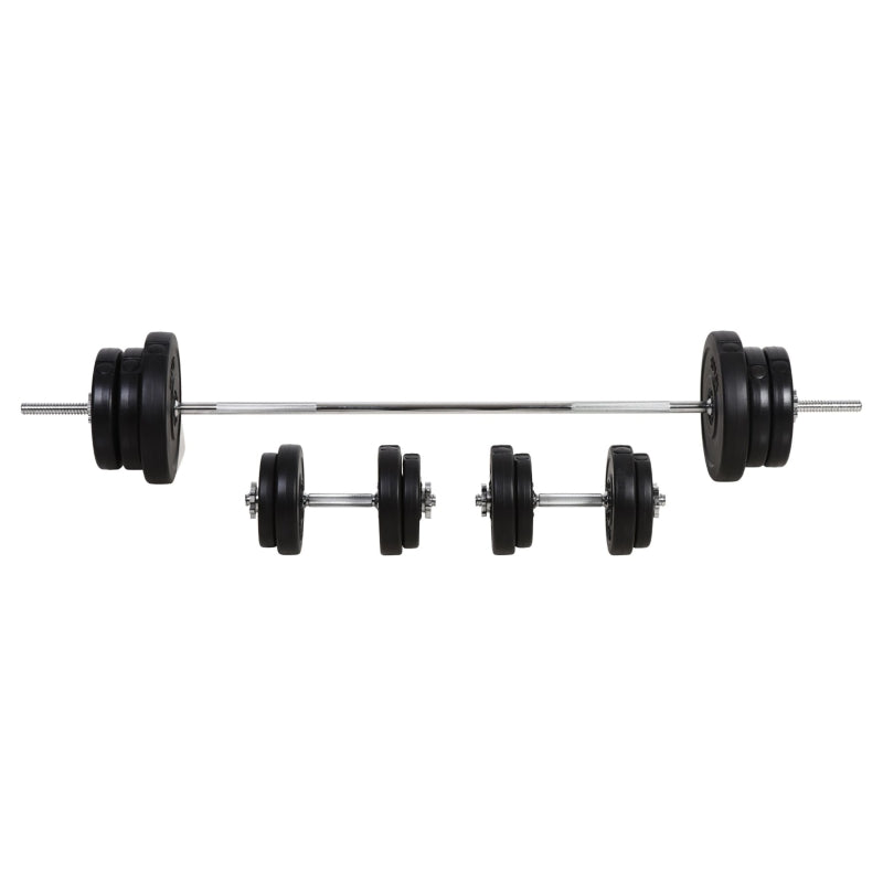 65kg Adjustable Barbell Weights Set, 2 in 1 Dumbbells and Barbell Set w/ Knurled Bar, Free Weights Training Equipment for Gym | HOMCOM-0