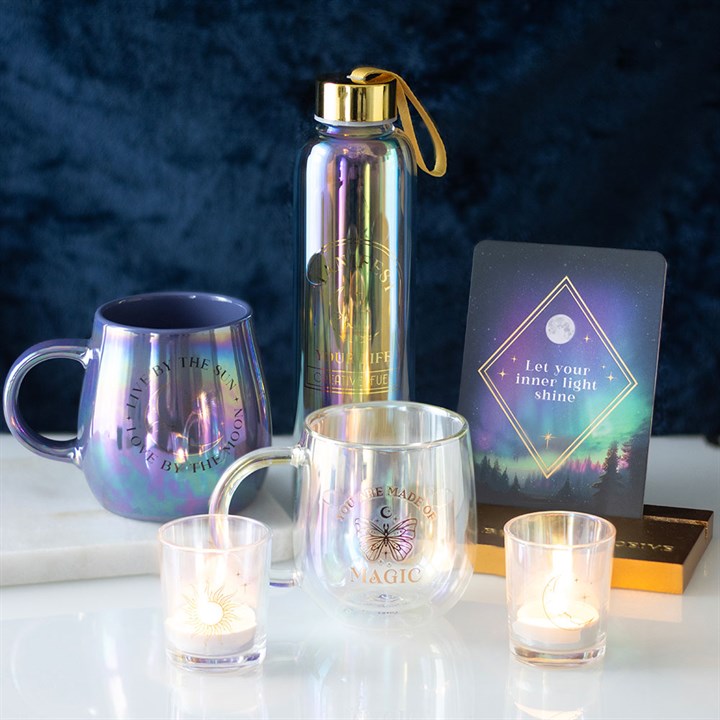Manifest Your Life|Iridescent Glass Water Bottle - Tiodhlac Studio