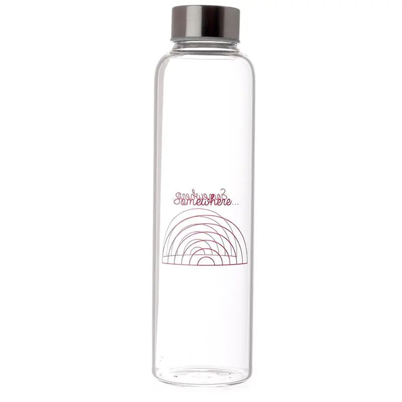 Rainbow Reusable Glass Water Bottle with Protective Sleeve-1