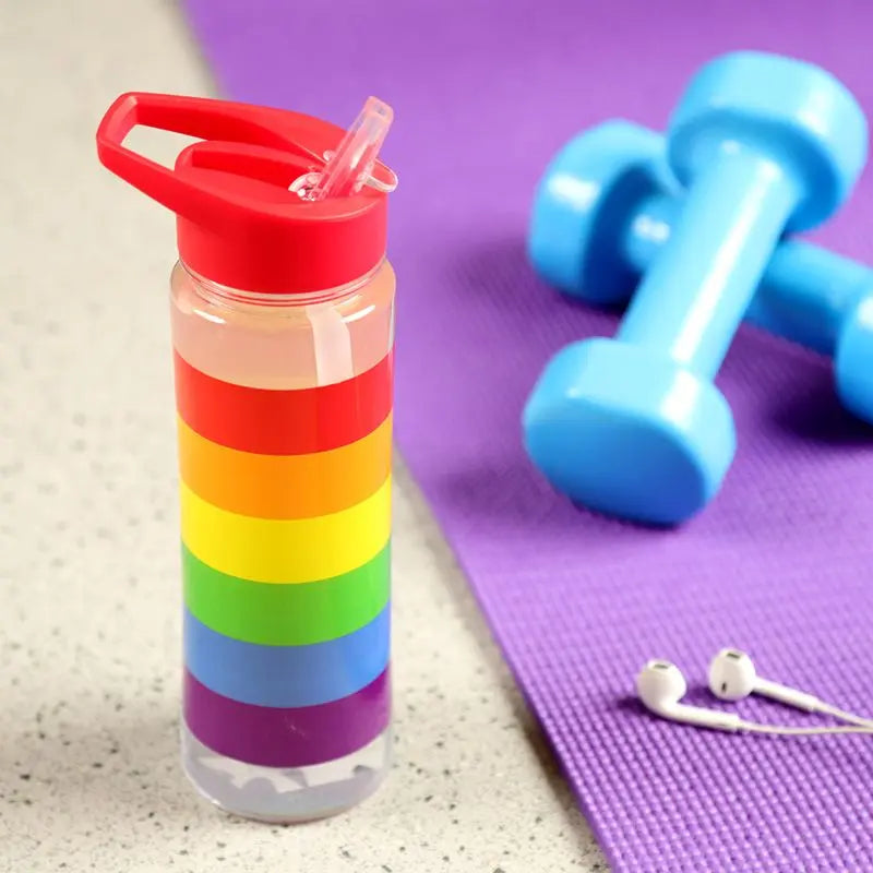 Reusable Rainbow 550ml Water Bottle with Flip Straw-1