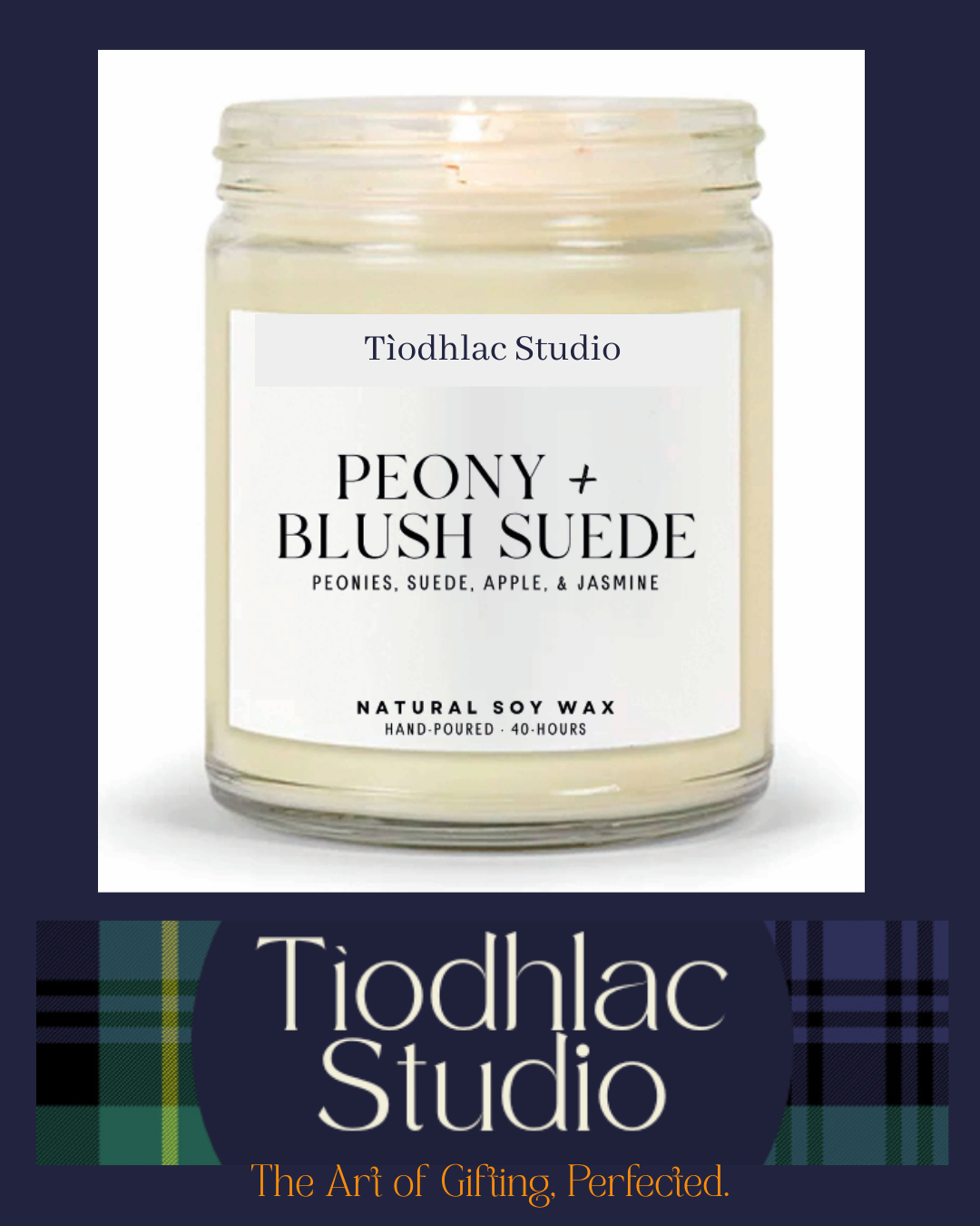 Tìodhlac Studio Clear Jar Soy Candle | Peony & Blush Suede