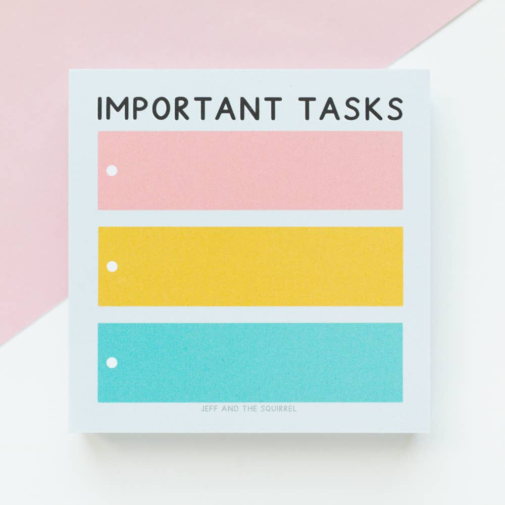 Important Tasks Memo Pad Block | Colourful Stationery - Tiodhlac Studio