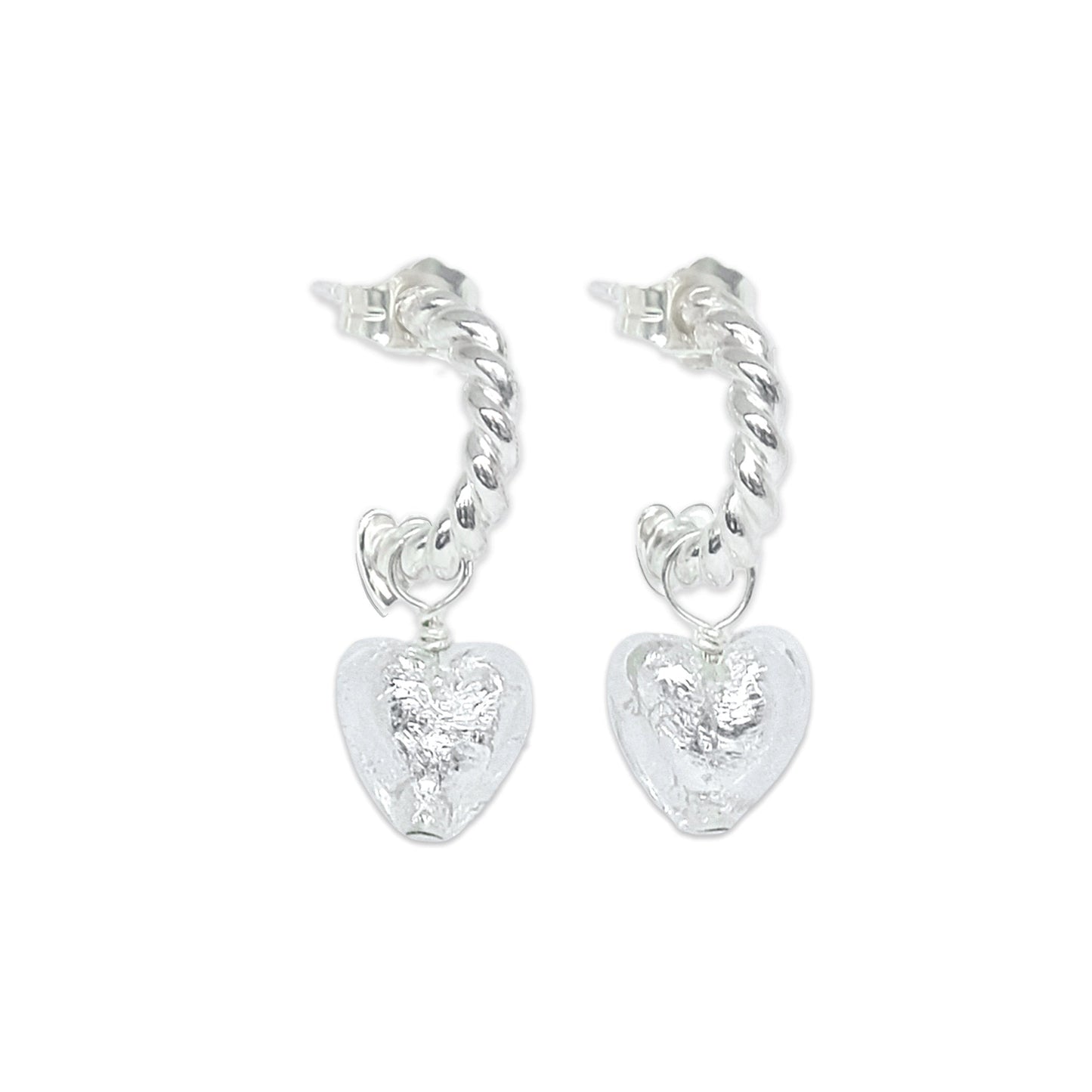 Heart Hoops 'Love Mi Amorè - Teal/Sterling Silver