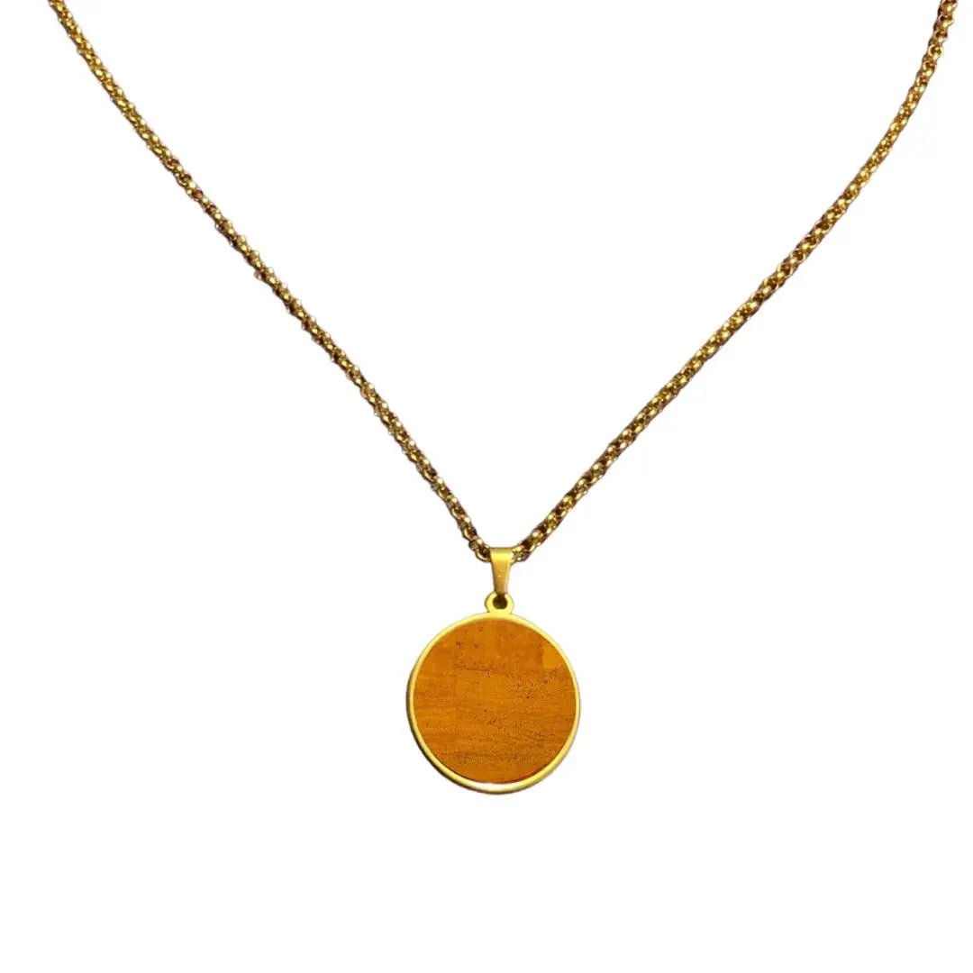 Long Cork Disc Necklace