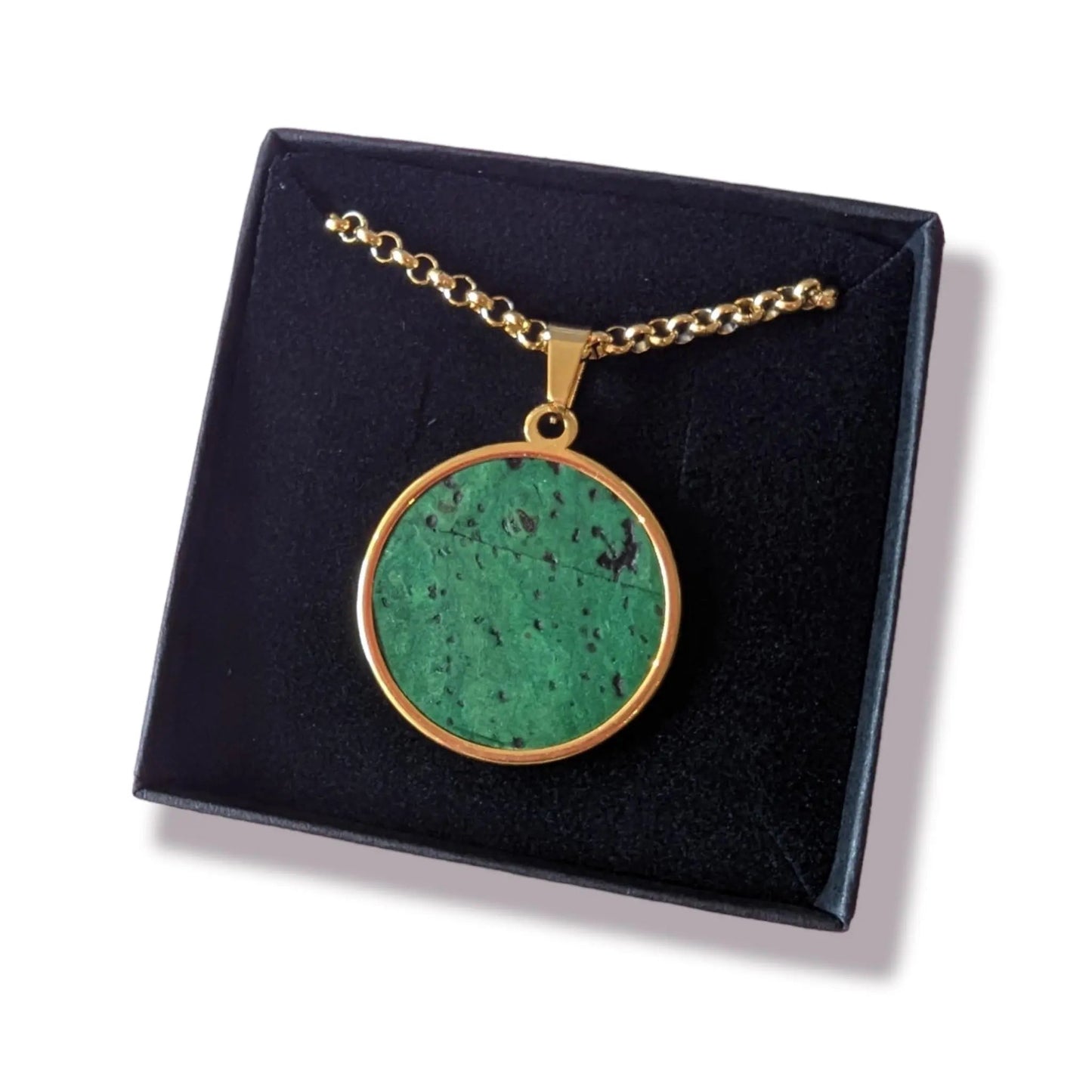 Long Cork Disc Necklace