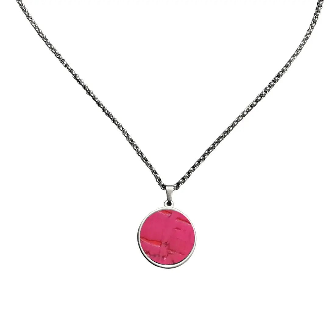 Long Cork Disc Necklace