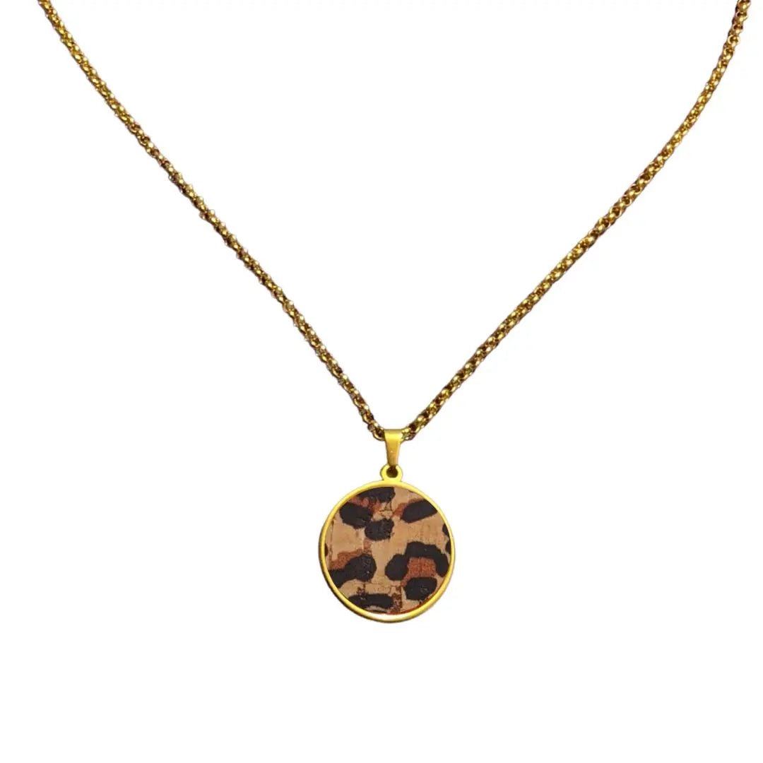 Long Cork Disc Necklace