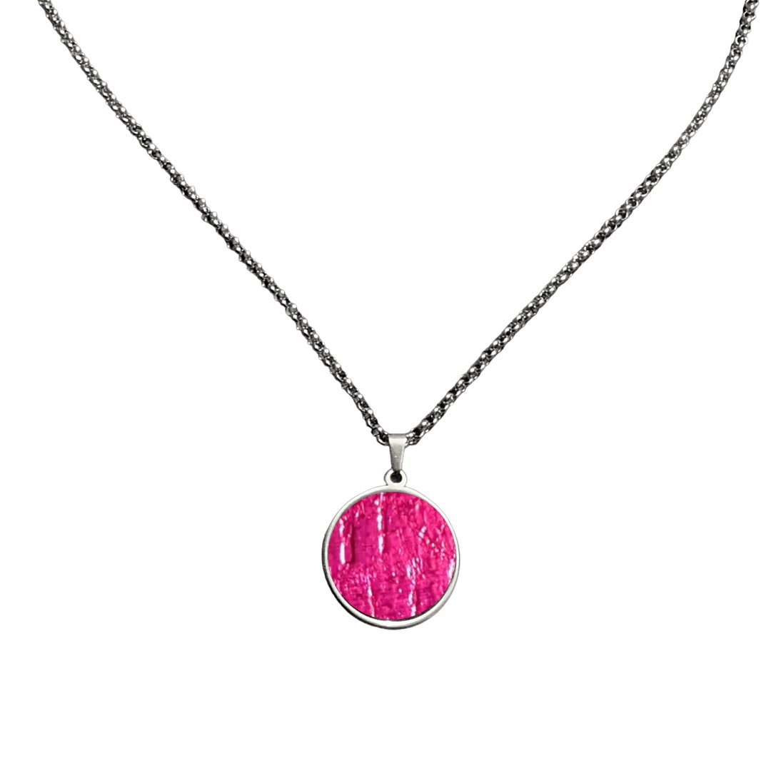 Long Cork Disc Necklace