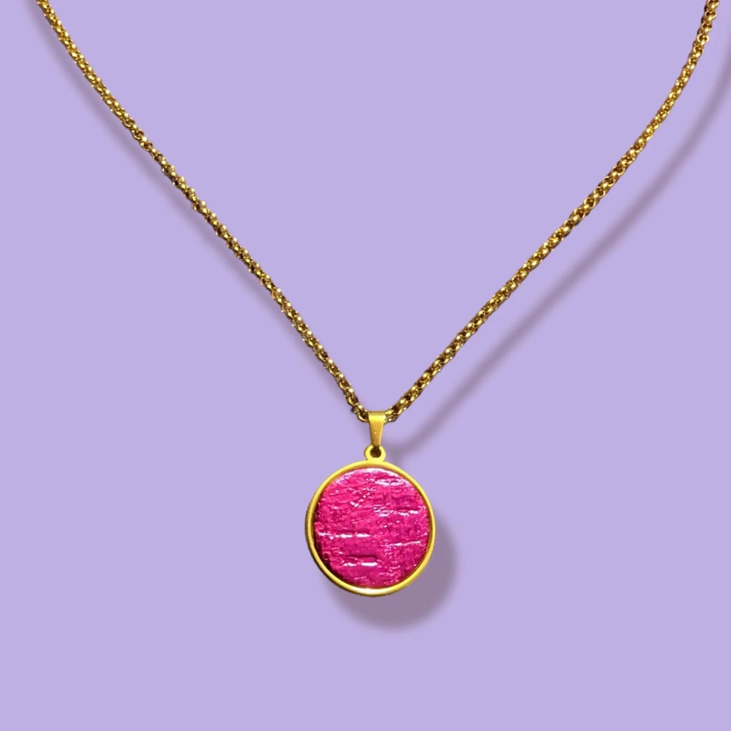 Long Cork Disc Necklace