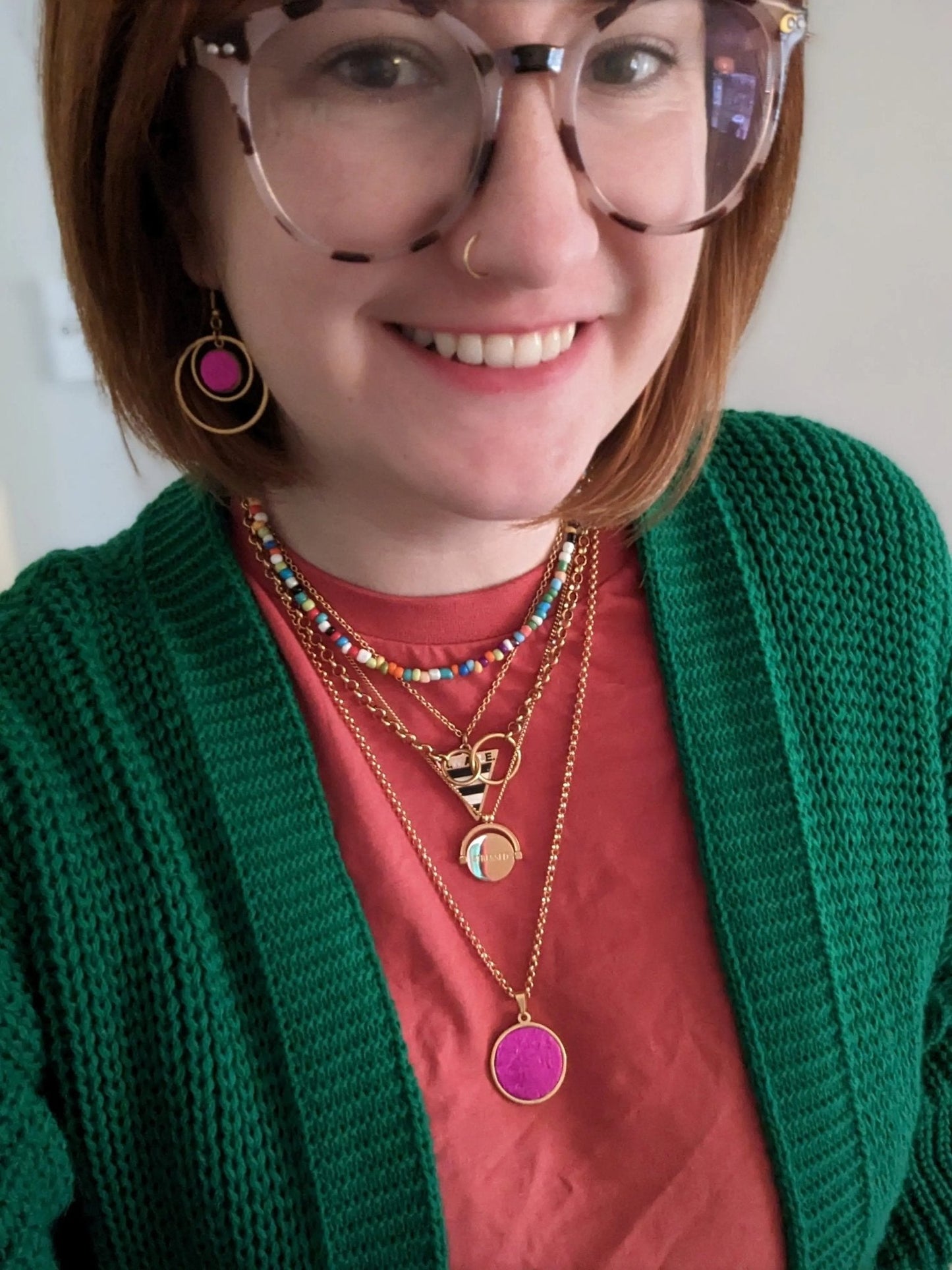 Long Cork Disc Necklace