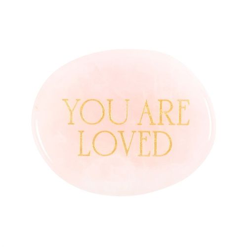 You Are Loved Rose Quartz Crystal Palm Stone - Tiodhlac Studio