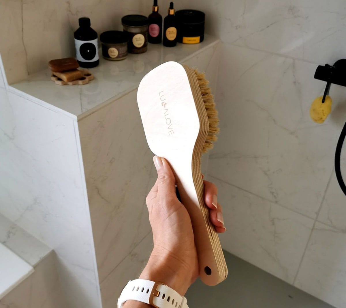 Massage body brush with handle - hard