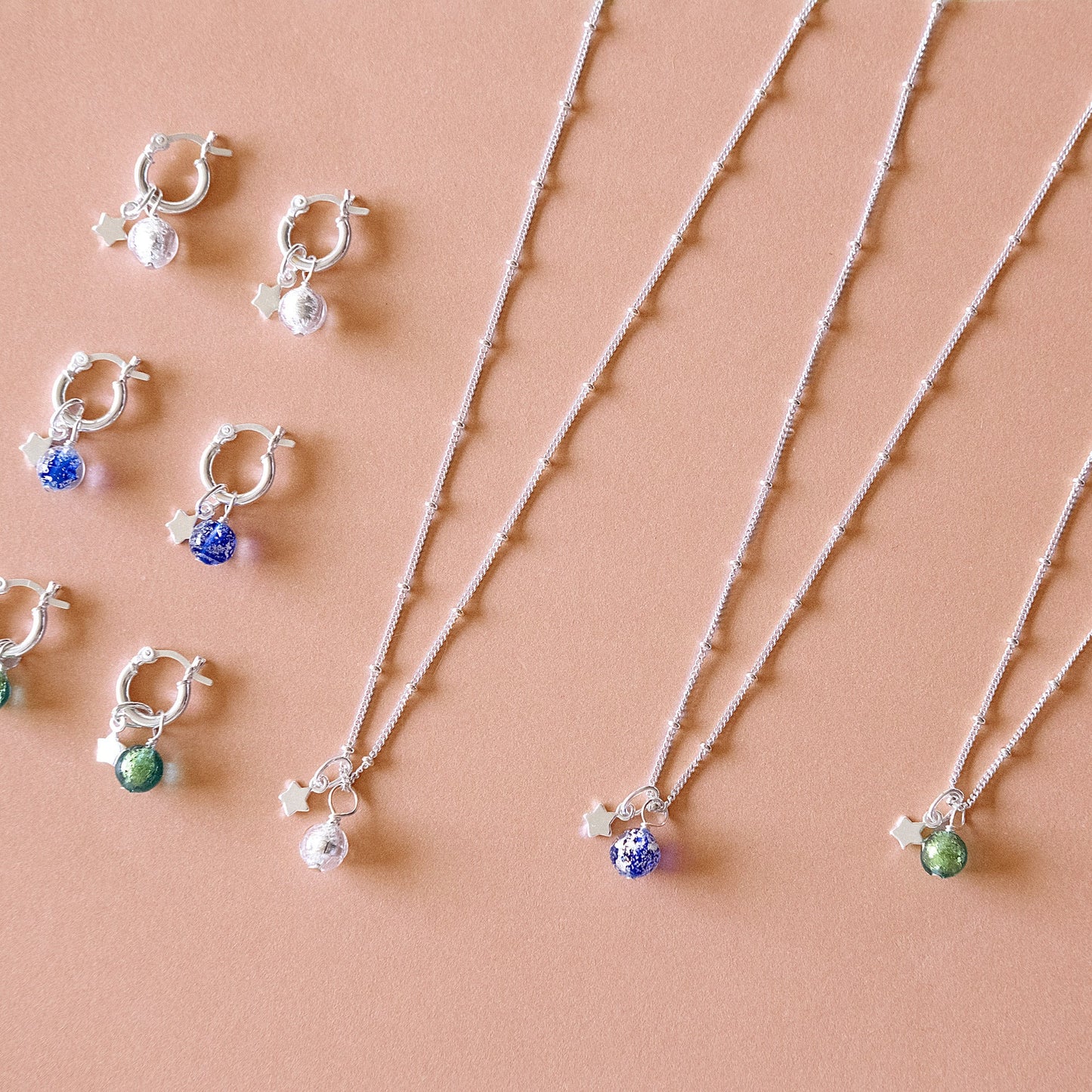 Shine On Huggie Earrings - Blue Speckle/Sterling Silver
