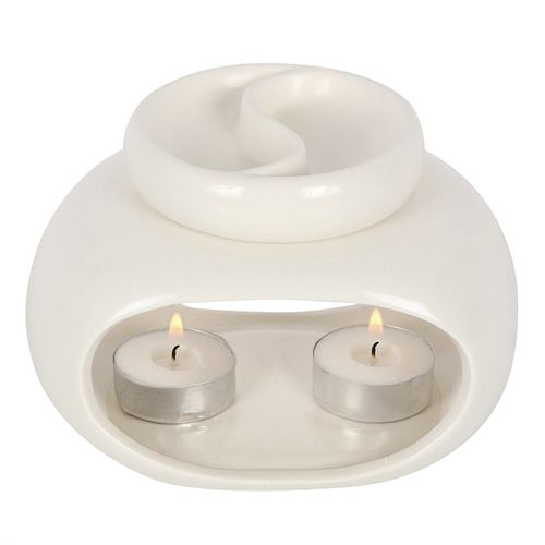 Off White Double Oil Burner - Tiodhlac Studio