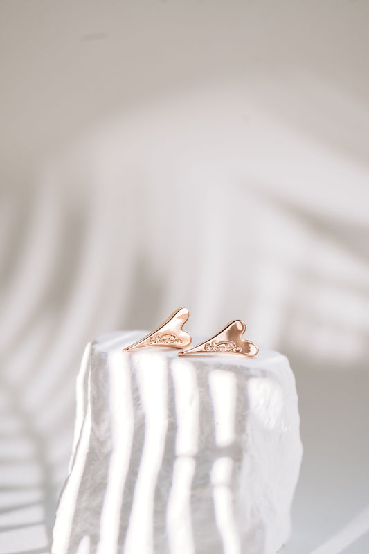 Rose Gold Solid Heart Stud Earrings