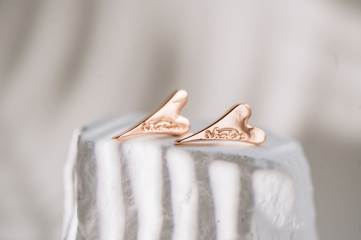 Rose Gold Solid Heart Stud Earrings