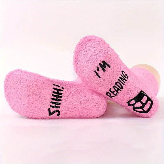 “Shh! I’m Reading” Pink Fleece Socks