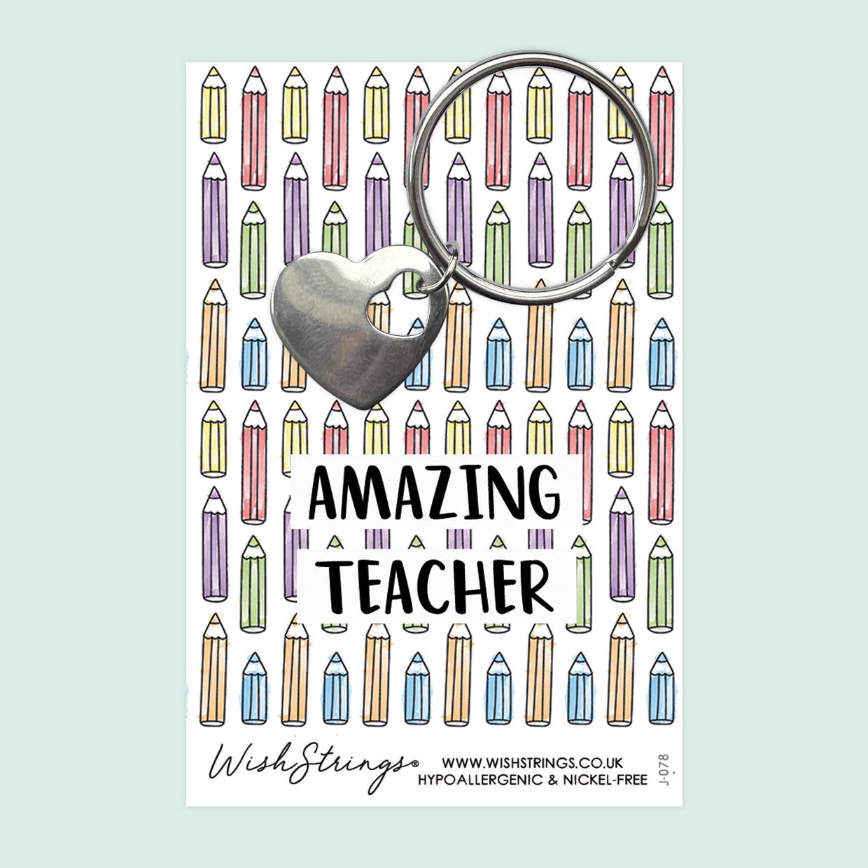 Amazing Teacher - Heart Keyring on Keepsake Gift Card - Tiodhlac Studio