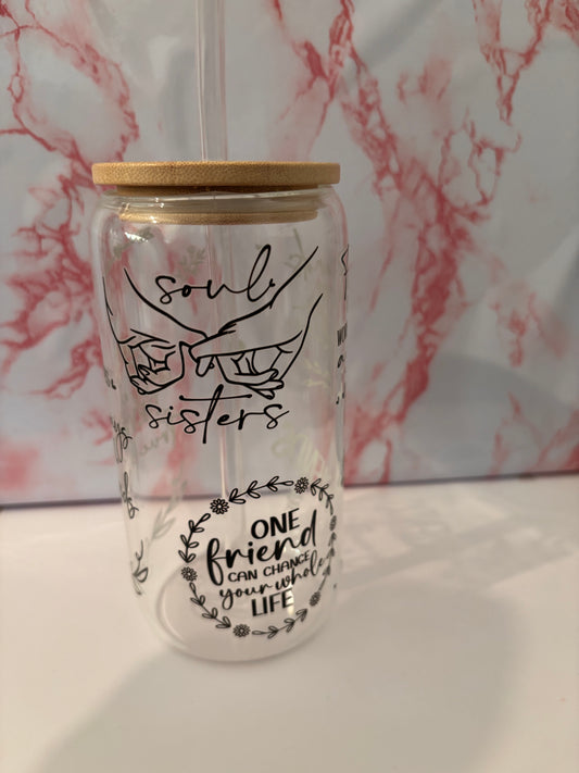 Glass Tumbler with Friendship Decal