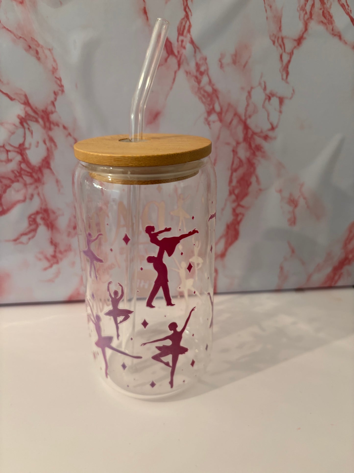 Glass Tumbler & Straw with Dancer Decal