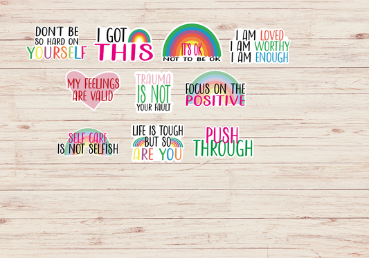 Positive Mental Health Quote Stickers - Tiodhlac Studio