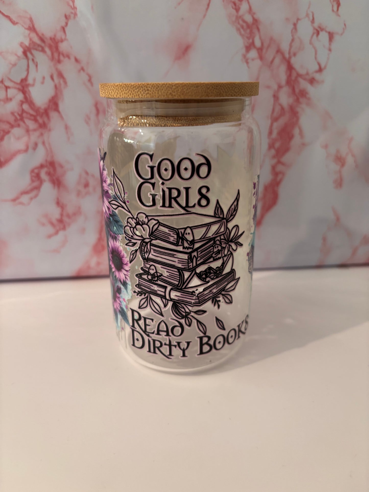 Glass Tumbler with Good Girls Read Dirty Books