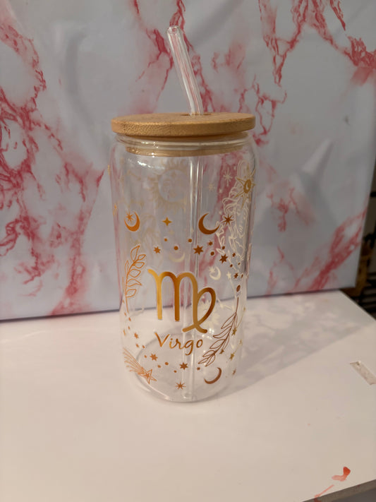 Glass Tumbler with Starsign Decal