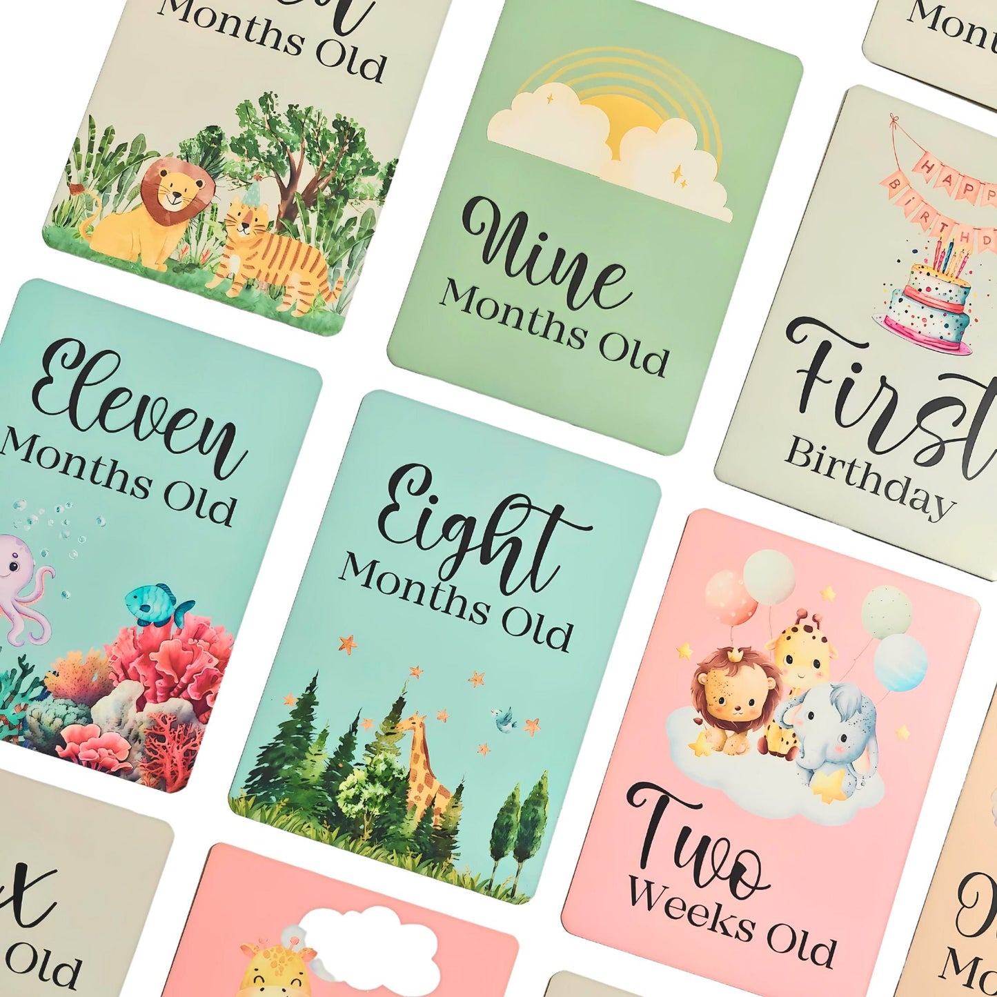 40 Baby Milestone Cards - First Year Memories