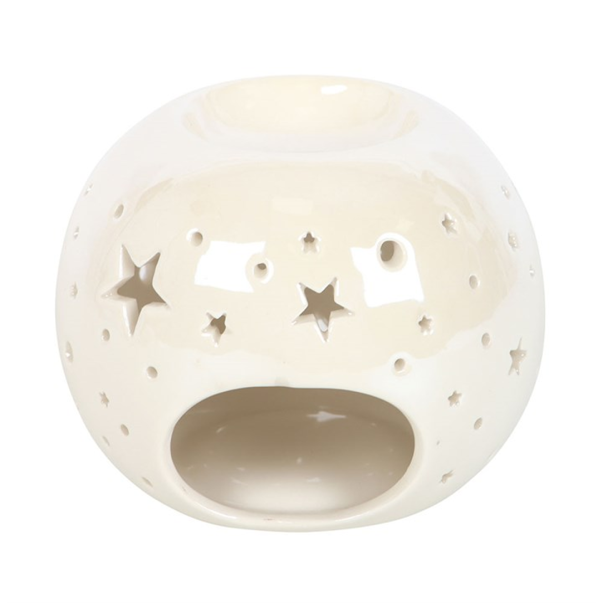 *White Iridescent Star Ceramic Oil Burner and Wax Warmer (12/24)