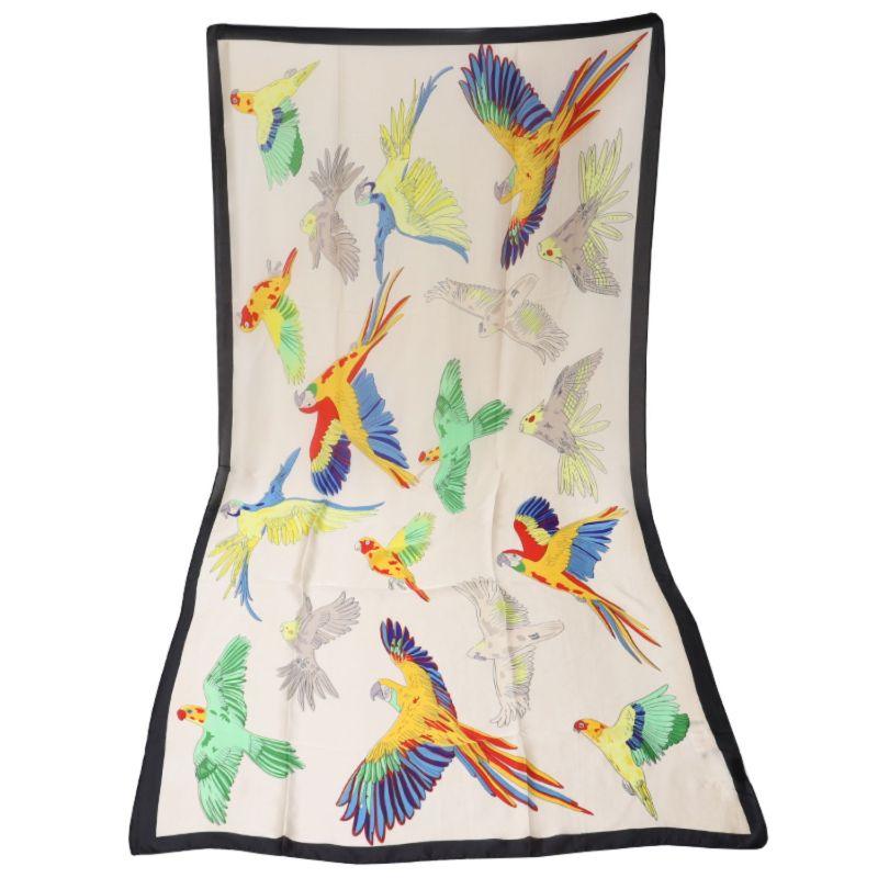 Satin Scarf with Colourful Parrot Print