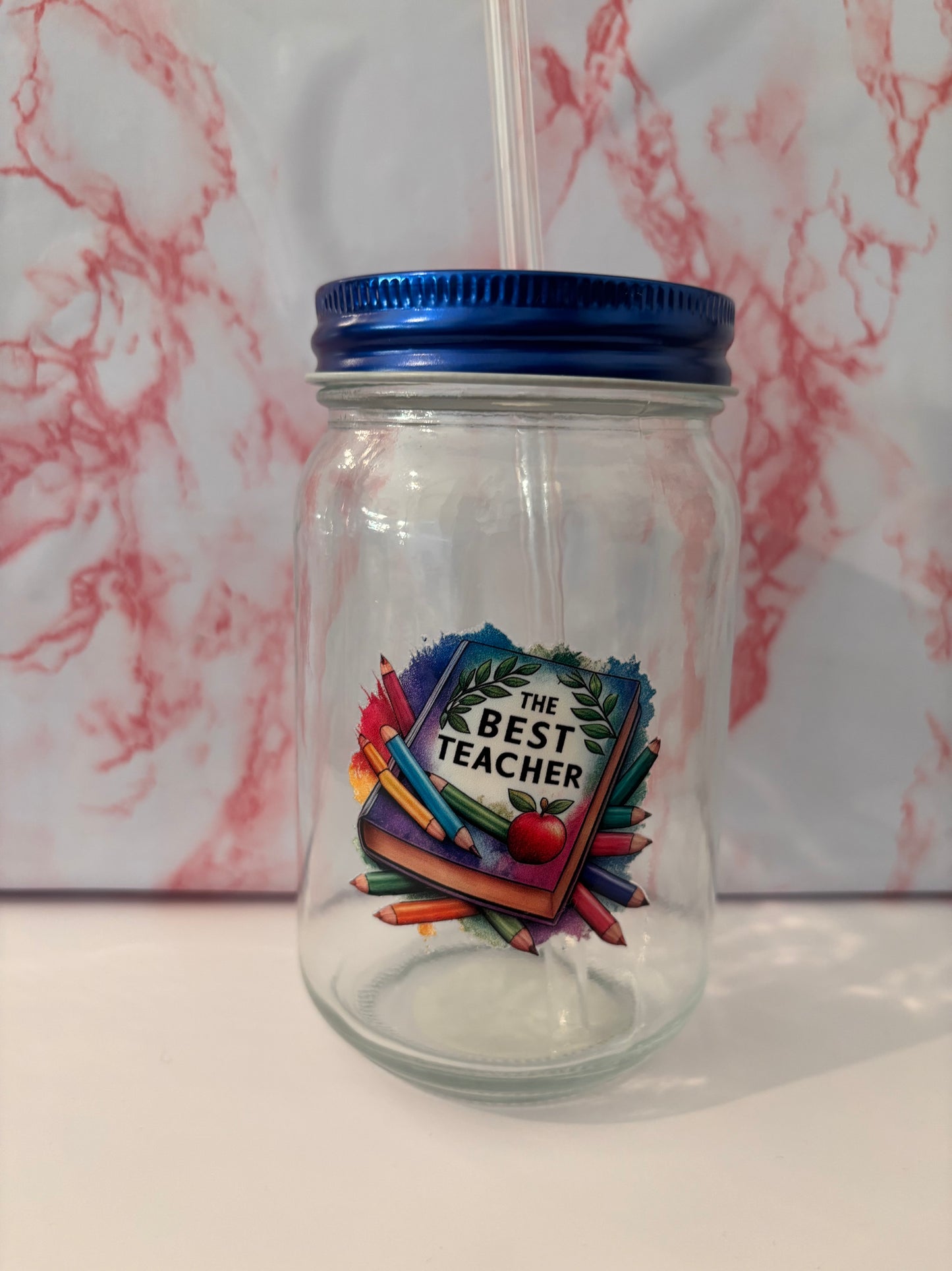 Glass Tumbler with Teacher Decals