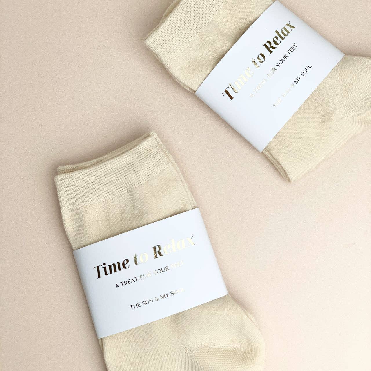 Cosy Cotton Socks | Beige Colour | Time to Relax - Tiodhlac Studio