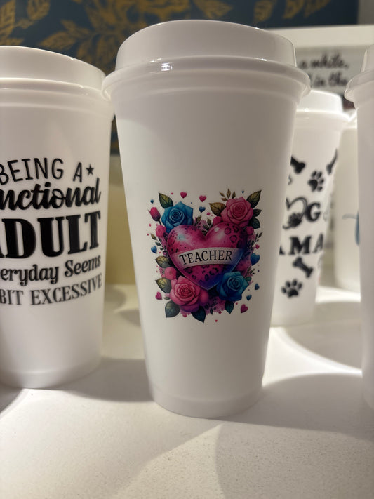 Reusable Coffee Cup – Teacher Decal