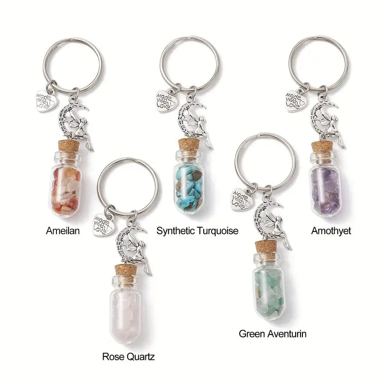 Crystal Wish Keyring | Gemstone Bottle Charm