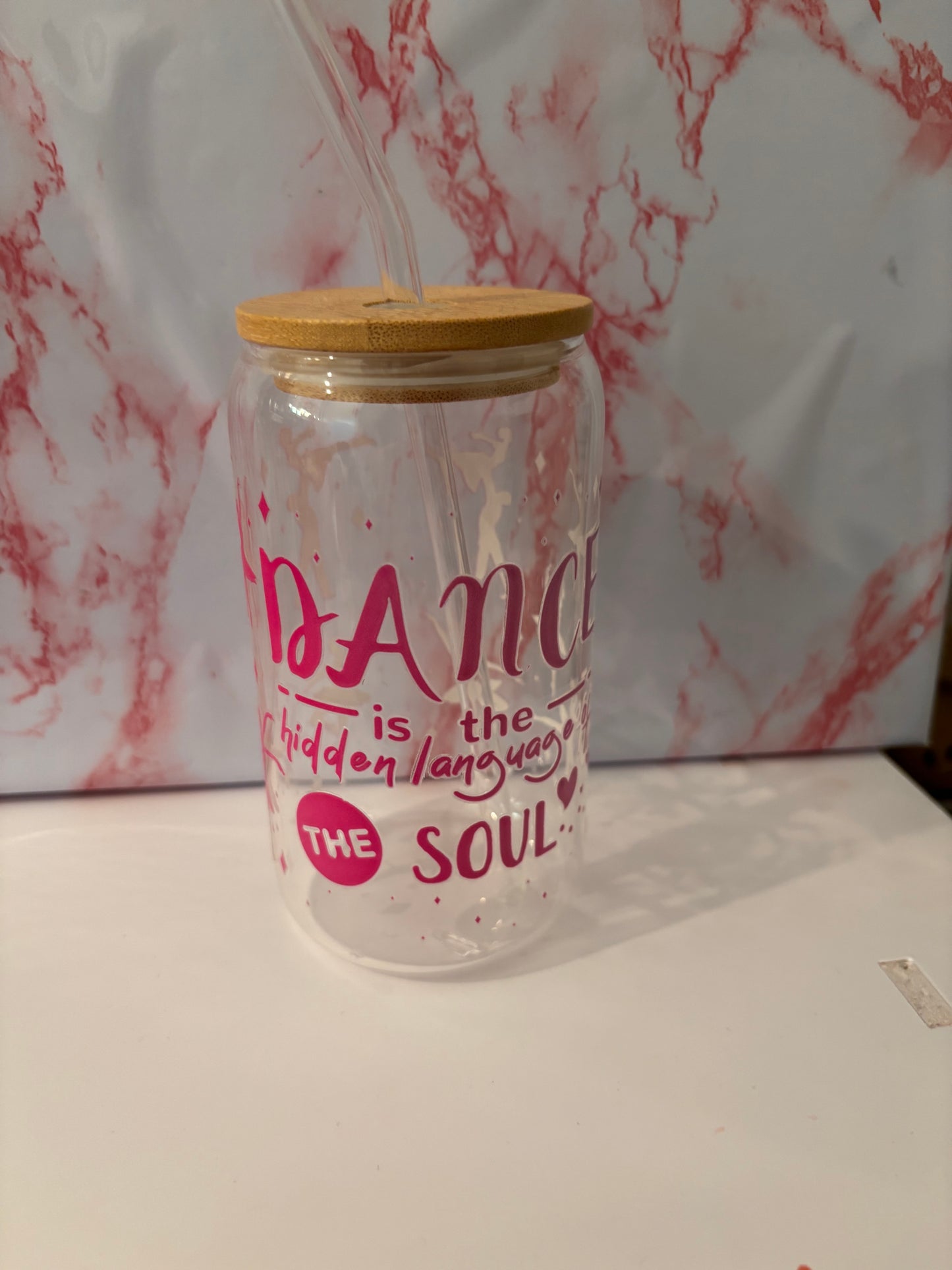 Glass Tumbler & Straw with Dancer Decal