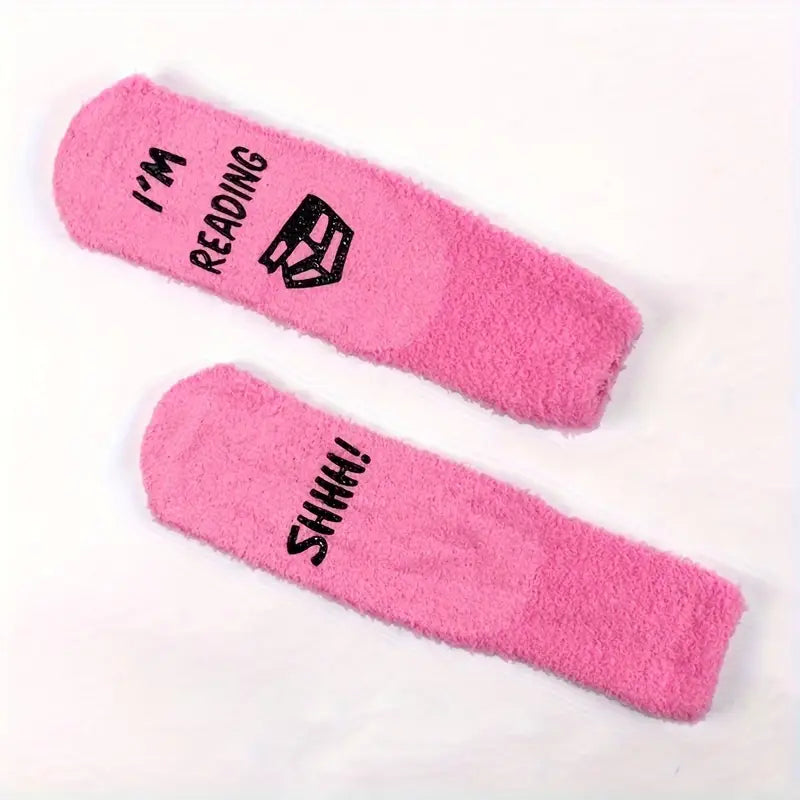 “Shh! I’m Reading” Pink Fleece Socks