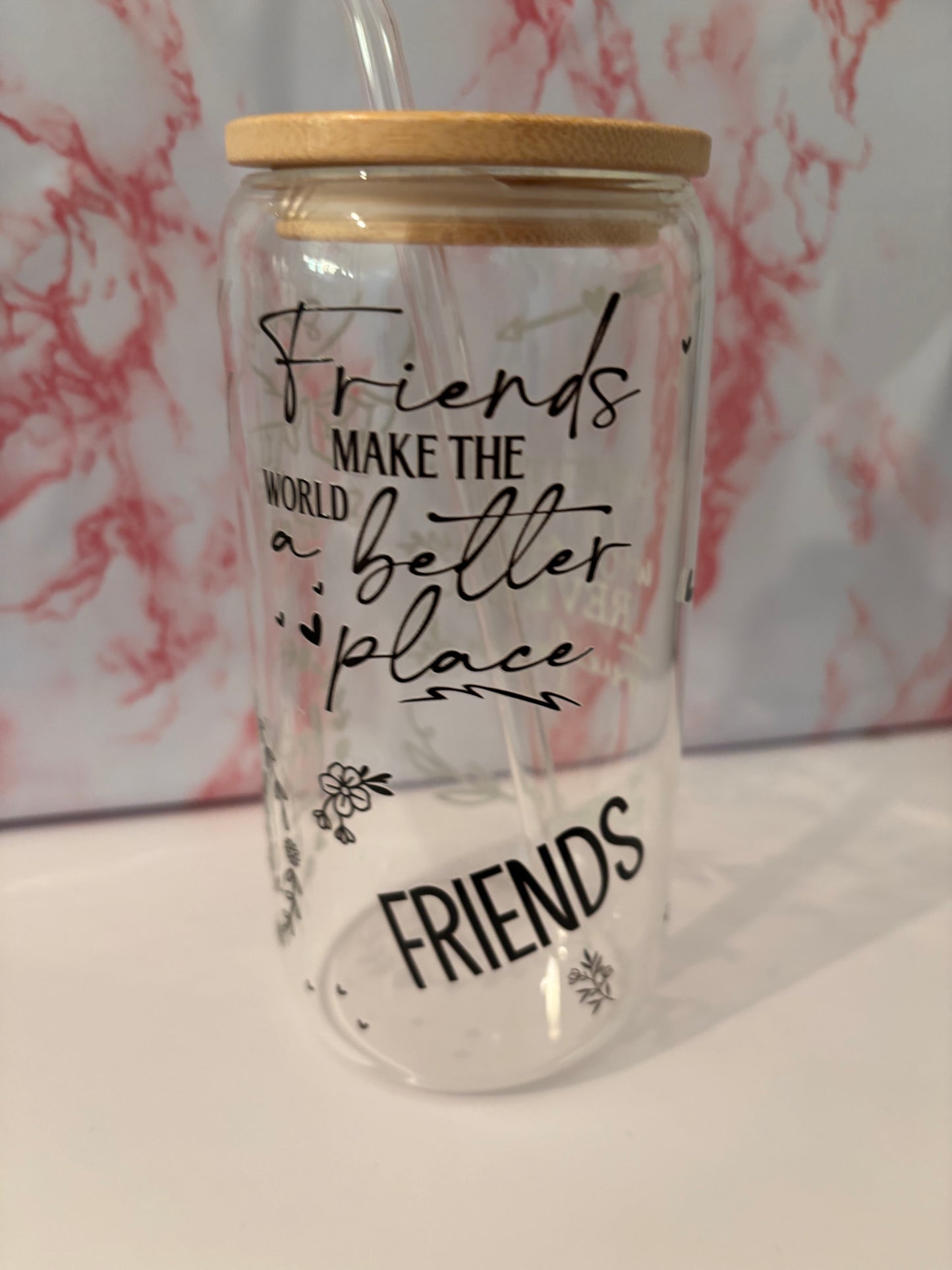 Glass Tumbler with Friendship Decal