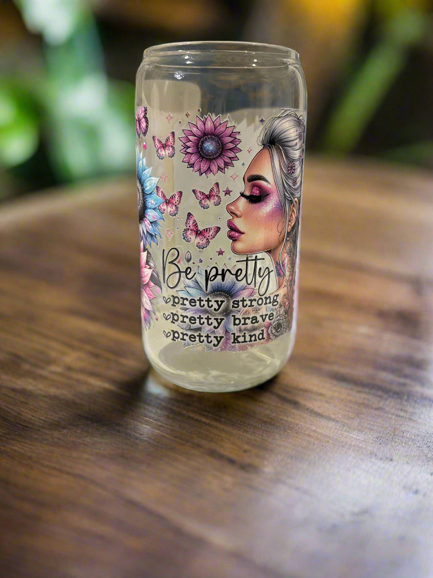 Glass Tumbler with Empowering Decal