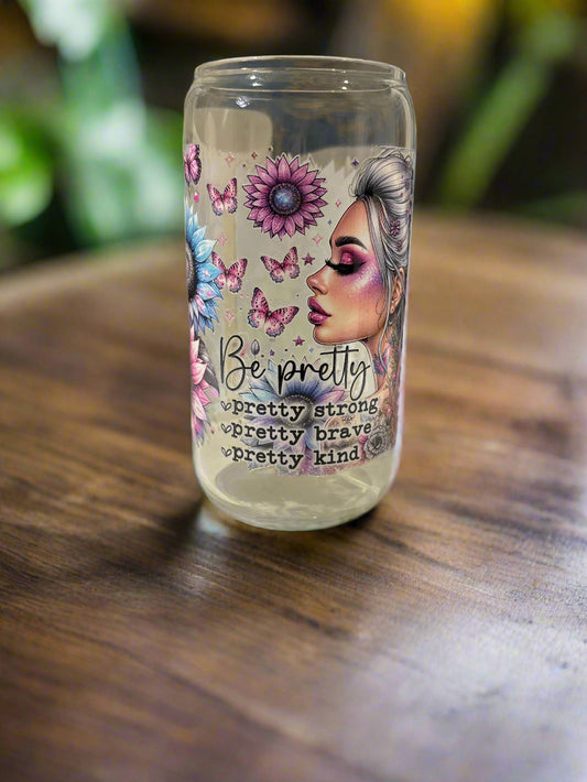 Glass Tumbler with Empowering Decal