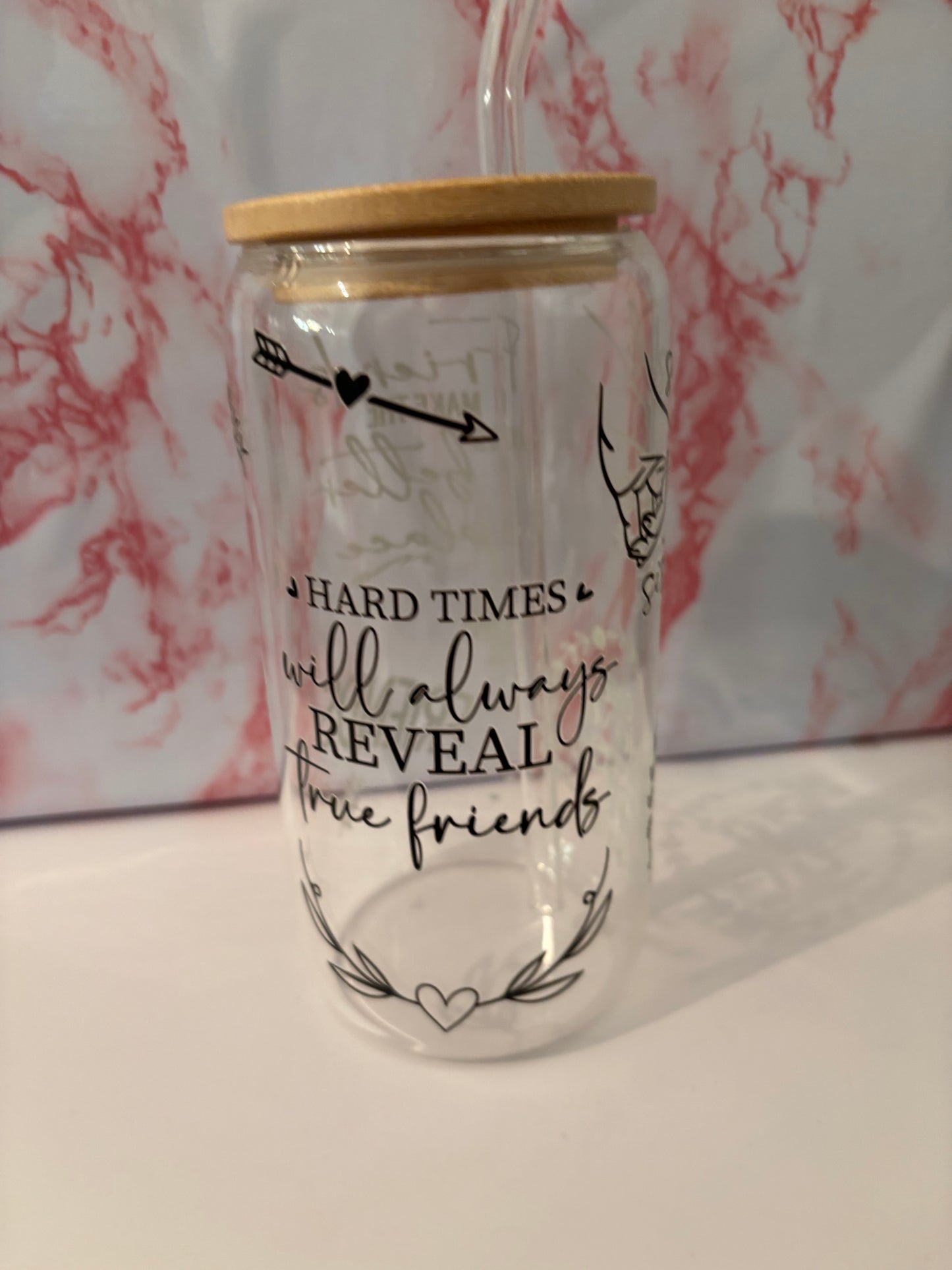 Glass Tumbler with Friendship Decal