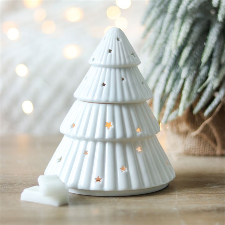 *White Christmas Tree Ceramic Oil Burner (6/24)